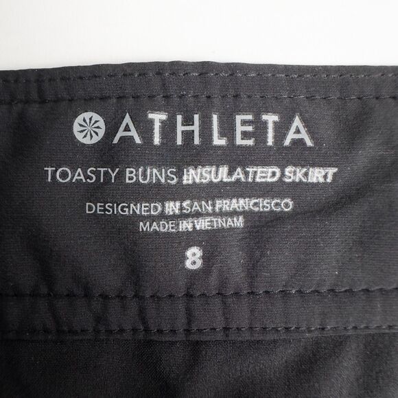 Athleta Toasty Buns Insulated Skirt Womens 8 Black Quilted Full Zip 511138 - Picture 3 of 13